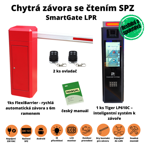 Automatizovaný vjezd, chytrá závora se čtením SPZ - SmartGate LPR